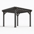 Gartenpergola 300 x 300 x 240 cm aus Holz in Dunkelgrau mit offenem Lattendach