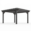 Pergola 400 x 300 x 240 cm aus Holz Schwarz mit Latten Dach für Garten und Terrasse