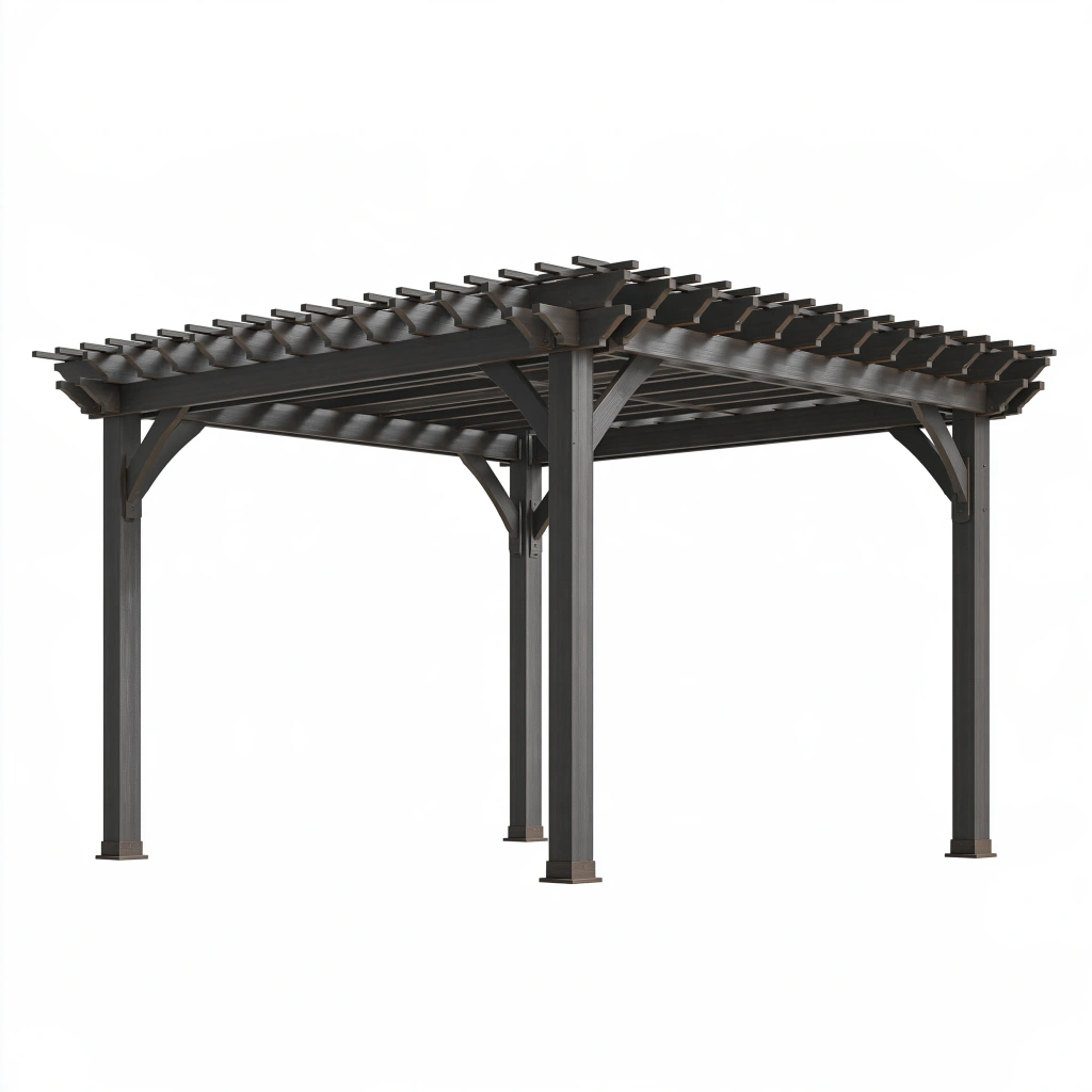 Gartenpergola 300 x 300 x 230 cm Stahl Anthrazit für Terrasse mit offenem Lamellendach