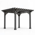 Gartenpergola 300 x 300 x 230 cm Stahl Anthrazit für Terrasse mit offenem Lamellendach