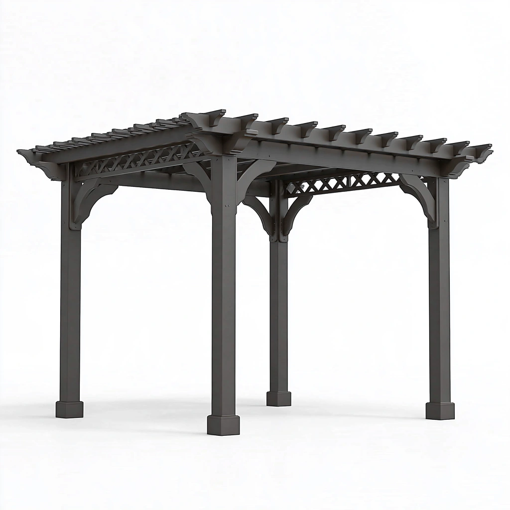 Gartenpergola 300 x 300 x 230 cm Stahl Anthrazit für Terrasse mit offenem Lamellendach