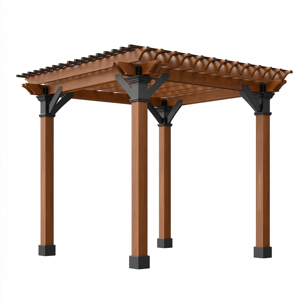 Pergola 300x300x240 cm aus Holz in Braun Schwarz mit Lamellendach für den Garten