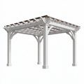 Gartenpergola 305 x 305 x 244 cm aus Holz Weiß Braun mit offenem Lamellendach