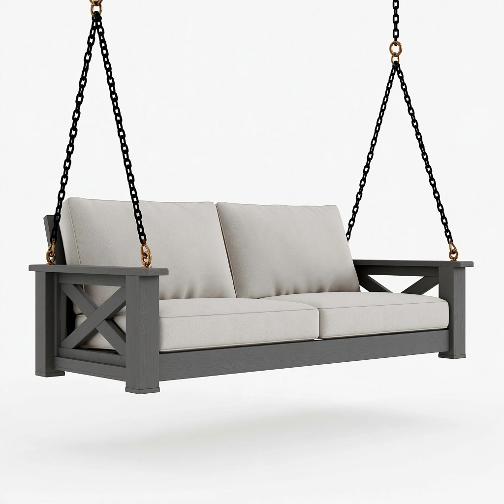Gartenschaukel 150 cm Grau Beige Holz Metall zweisitzig für Terrasse