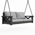 Hängesofa 150 x 70 x 65 cm aus Metall Grau Schwarz für den Außenbereich