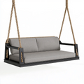 Hängesofa 160 x 70 x 180 cm mit Metallgestell in Schwarz Grau und Seilaufhängung für Außenbereiche