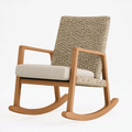 Schaukelstuhl 68 x 96 x 103 cm aus Holz und geflochtenem Seil Naturbeige mit Sitzpolster