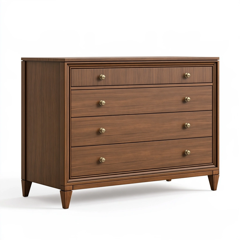 Kommode 120 x 45 x 90 cm Holz Braun mit 4 Schubladen klassisch